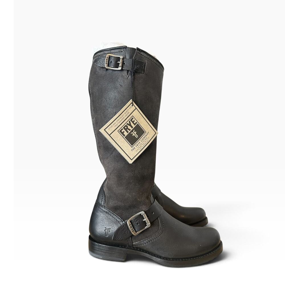 Frye Vintage Veronica Slouch Knee High Two Toned Black Leather Boots Size 8